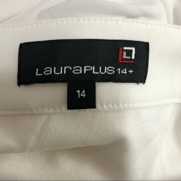 Laura Plus Off White Chiffon Ruffle Gown Size 14 Bridal Black Tie Formal - Picture 4 of 8